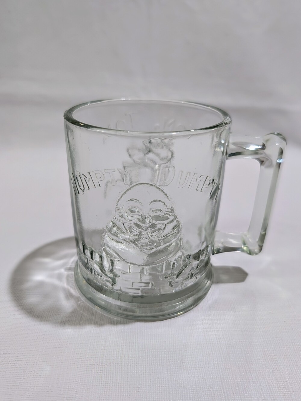 Vintage Nursery Rhyme Child’s Mug Cup Humpty Dumpty Tom Tom Piper Pressed Glass”
